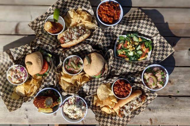 A food spread on the roof deck at Revolution Hall